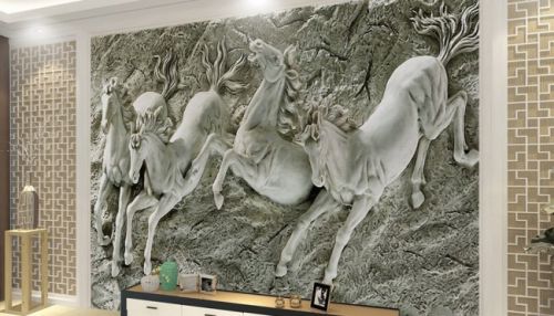 In tranh ngựa 3D - tranh 4 ngựa - Ma34