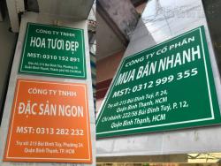 Làm bảng tên công ty, bảng số nhà bằng in PP mực dầu cán Formex