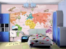 Nhận in decal dán tường TPHCM - decal dán tường bản đồ thế giới - Map of the World