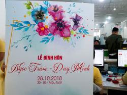 In bảng tên lễ đính hôn PP cán format, cắt laser sang trọng - Bảng tên cô dâu chú rể