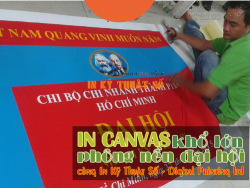In canvas khổ lớn làm phông nền cho kỳ đại hội chi bộ chi nhánh Tp.HCM