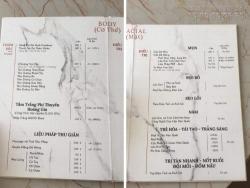 In menu spa - Mẫu menu spa đẹp, menu cho spa