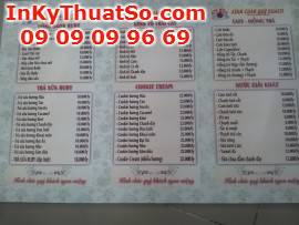 In Menu bằng bạt PP cán Formex cho quán Coffee