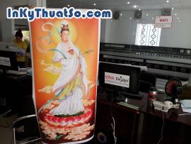 In tranh khổ lớn hình Phật Bà Quán Âm từ chất liệu canvas dầu bóng