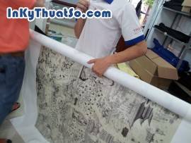 In tranh Phật giáo 'Tây Phương Cực Lạc' với in tranh khổ lớn chất liệu canvas cán mờ