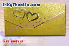 Mẫu thiệp cưới 3D Vàng Nhũ 133