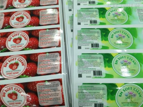 Tem nhãn decal sữa dán bình xà phòng rửa tay được in trên máy in kỹ thuật số hiện đại và bế trên máy bế Mimaki Nhật Bản Tem nhãn decal sữa dán bình xà phòng rửa tay được in trên máy in kỹ thuật số hiện đại và bế trên máy bế Mimaki Nhật Bản