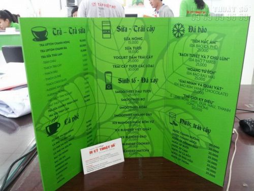In menu từ in PP cán format In menu từ in PP cán format