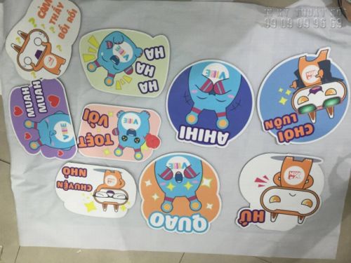 In sticker vui nhộn từ in PP cán format cắt laser In sticker vui nhộn từ in PP cán format cắt laser