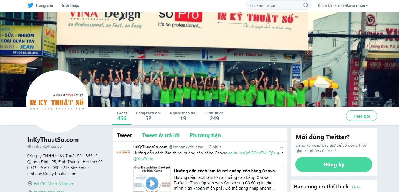 Trang Twitter của InKyThuatSo cập nhật nhanh nhất tin tức, tips in ấn hay