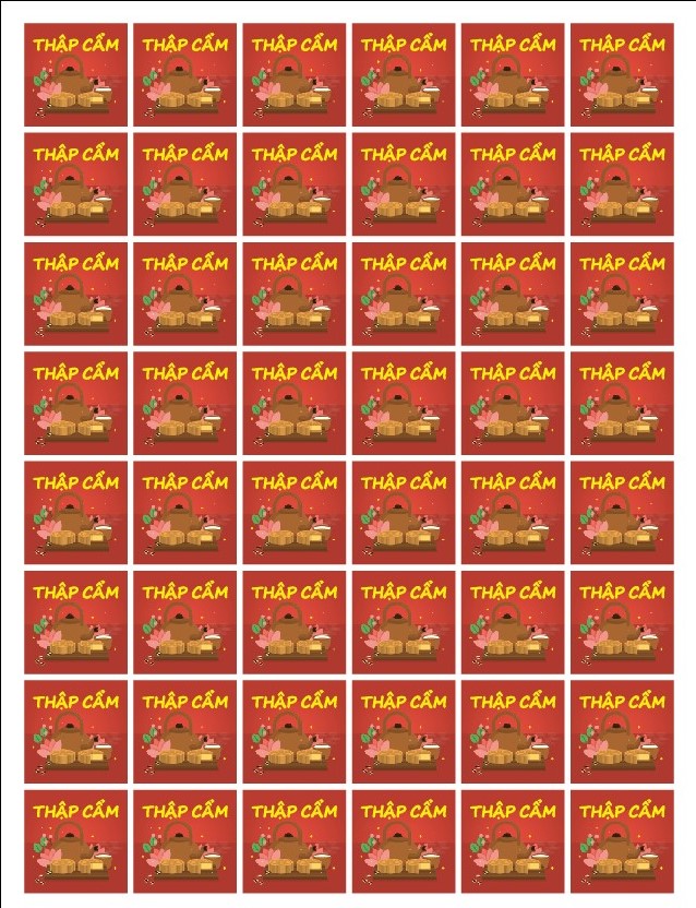 Tem vuông dán nhân bánh trung thu đẹp